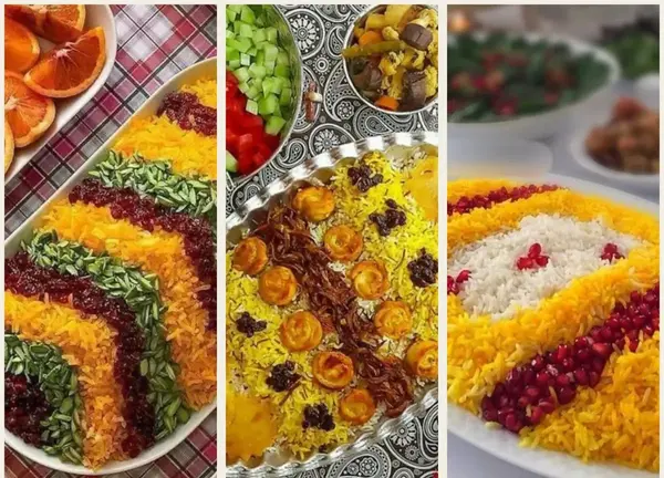 عکس تزیین برنج با زعفران و زرشک