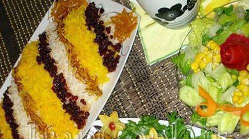 عکس تزیین برنج با زرشک