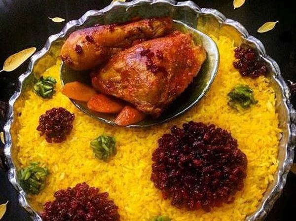 عکس تزیین برنج با زرشک
