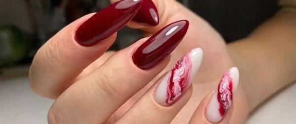 عکس کاشت ناخن رنگ زرشکی