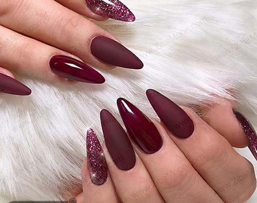 عکس کاشت ناخن رنگ زرشکی