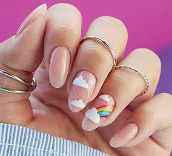 عکس طراحی ناخن رنگین کمان