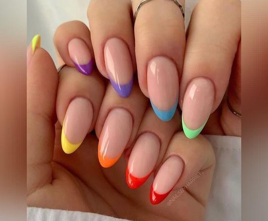 عکس طراحی ناخن رنگین کمان