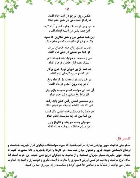 معنی فال عکس روی تو چو در آینه جام افتاد
