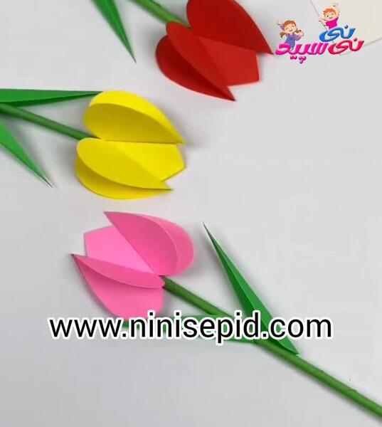 عکس کاردستی گل ساده با کاغذ رنگی