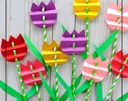 عکس کاردستی گل ساده با کاغذ رنگی