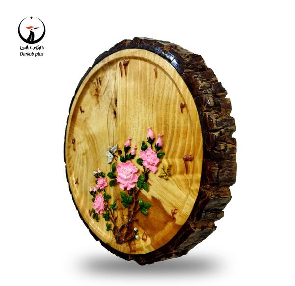 عکس ساعت دیواری منبت چوبی