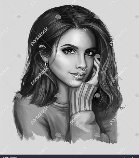 عکس دختر سیاه سفید نقاشی