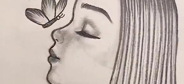 عکس دختر سیاه سفید نقاشی