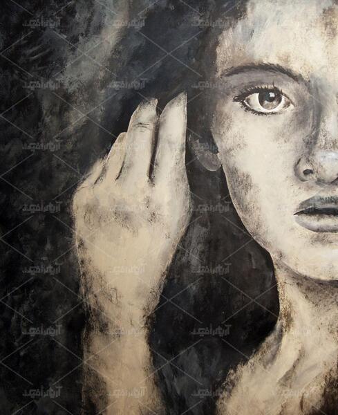 عکس نیم رخ زن سیاه سفید