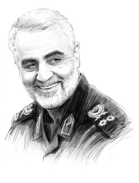 عکس سیاه و سفید از سردار سلیمانی
