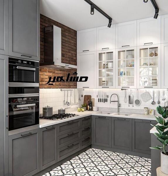 عکس کابینت سفید و طوسی