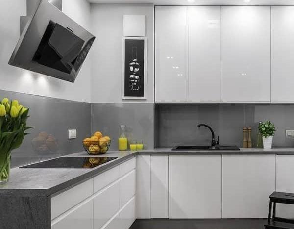 عکس کابینت سفید طوسی براق