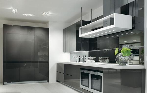 عکس کابینت سفید طوسی براق
