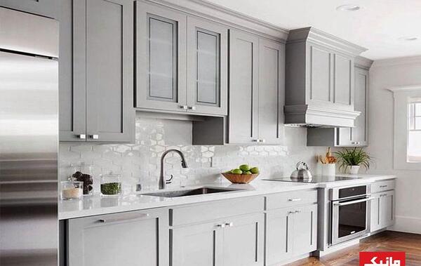 عکس کابینت سفید طوسی براق