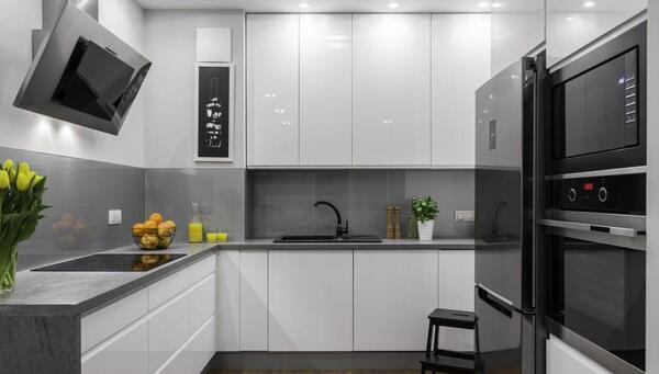 عکس کابینت سفید طوسی براق