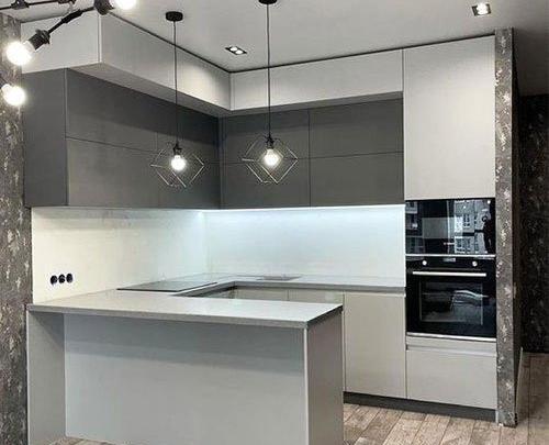 عکس کابینت سفید طوسی براق