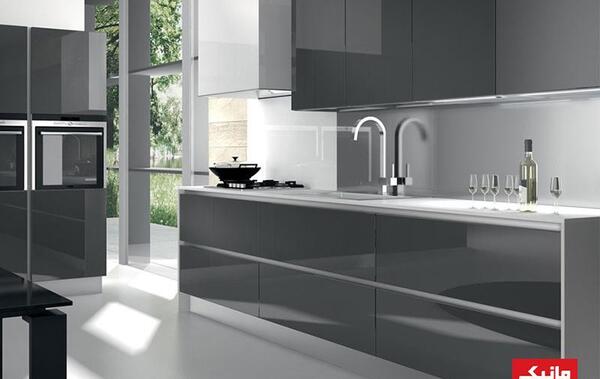 عکس کابینت سفید طوسی براق