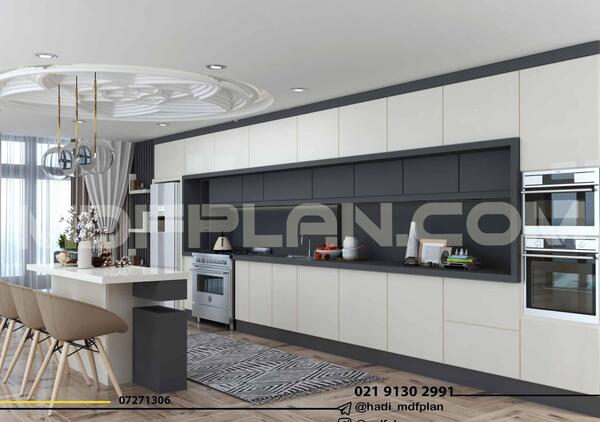 عکس کابینت سفید طوسی براق