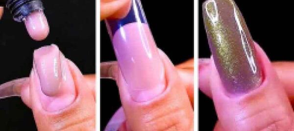 عکس ناخن بلند طبیعی لاک زده