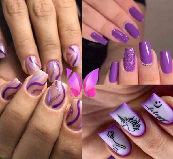 عکس ناخن بنفش کم رنگ