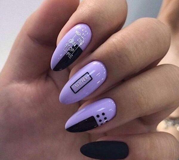 عکس ناخن بنفش و سیاه