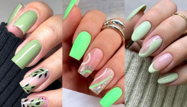 عکس ناخن با لاک سبز