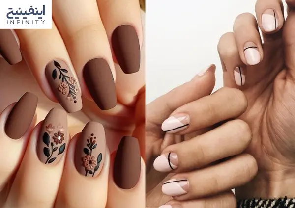 عکس ناخن پاییزی ساده