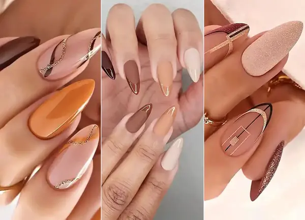 عکس ناخن پاییزی ساده