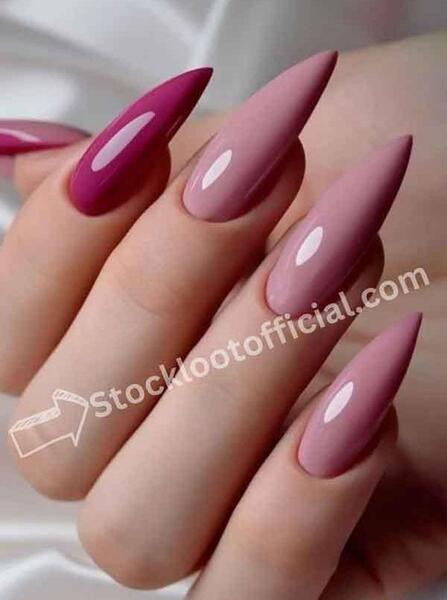 عکس ناخن تیز صورتی