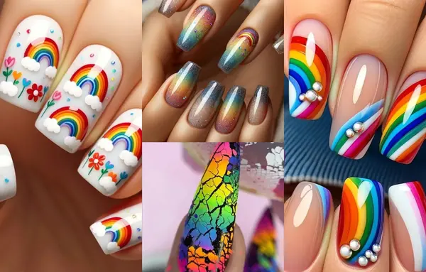 عکس ناخن رنگین کمان