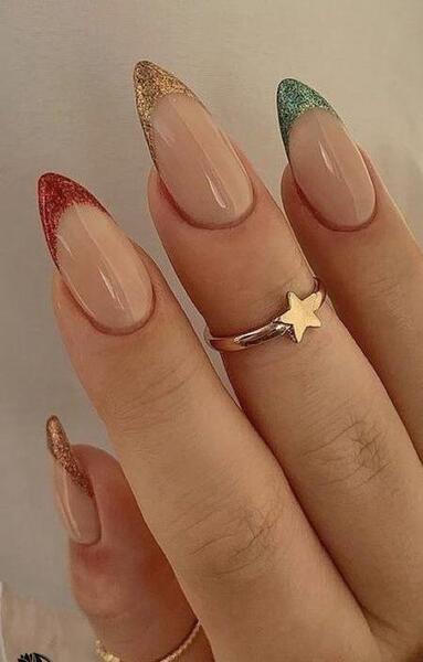 عکس ناخن فرنچ رنگارنگ