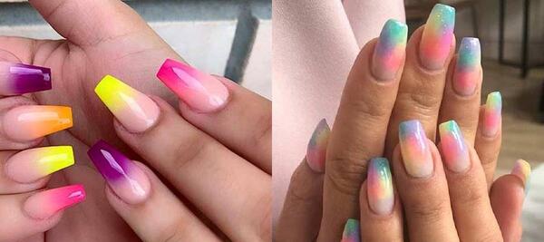 عکس ناخن ژلی رنگین کمانی