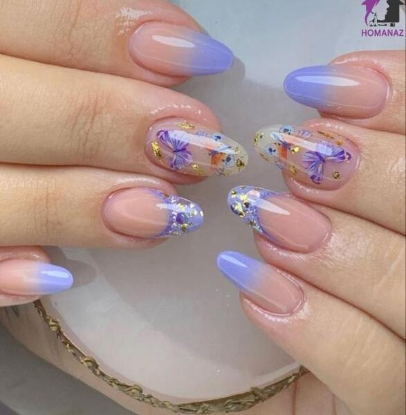 عکس ناخن ژلی رنگین کمانی