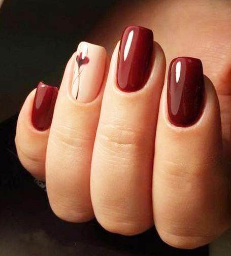 عکس ناخن زرشکی ساده