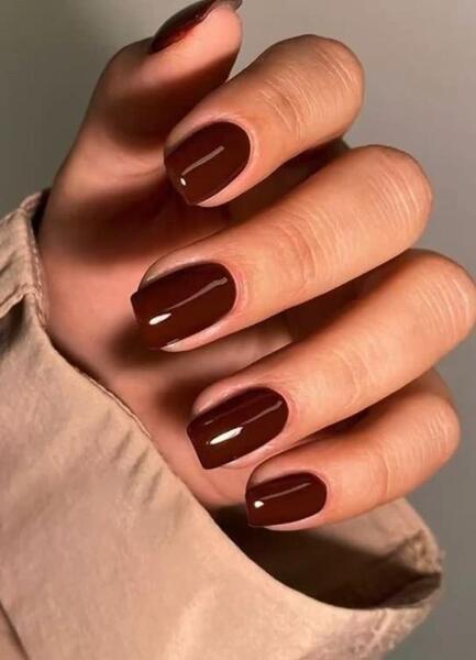 عکس ناخن زرشکی ساده