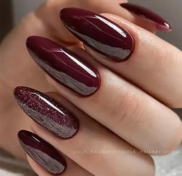 عکس ناخن زرشکی ساده