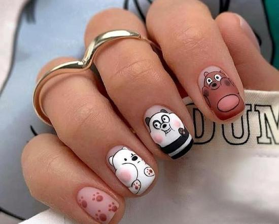 عکس ناخن ژلیش بچه گانه خرسی
