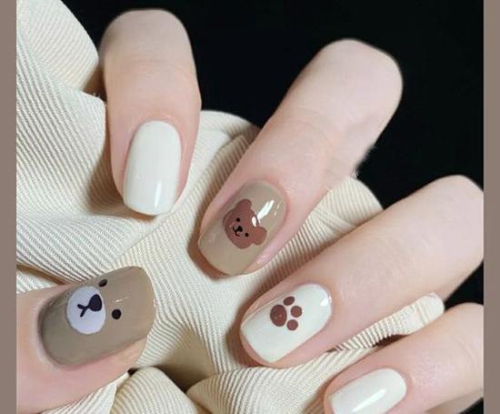 عکس ناخن ژلیش بچه گانه خرسی