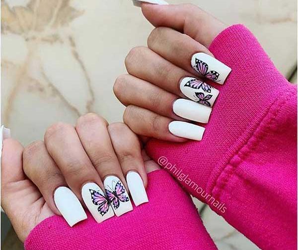 عکس ناخن سفید صدفی
