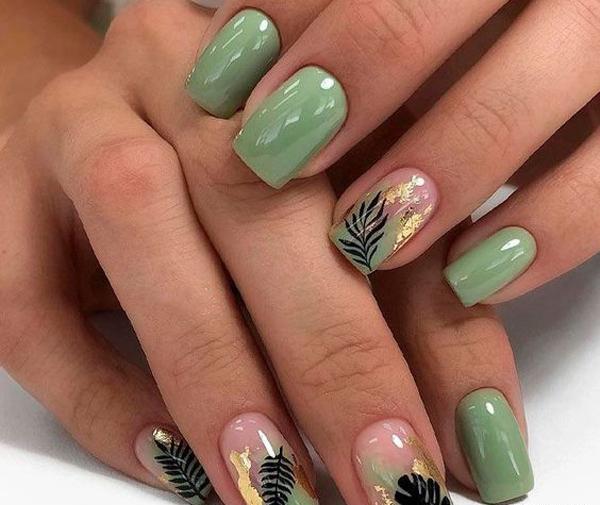 عکس ناخن سبز آبی