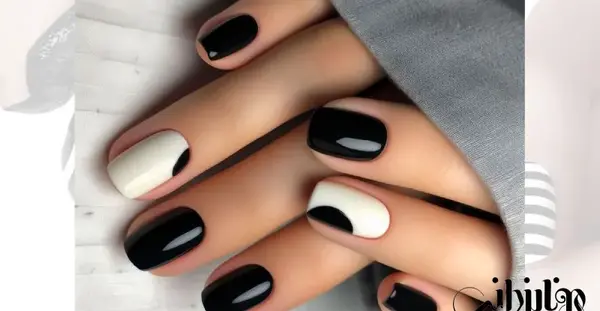 عکس ناخن سیاه و سفید ساده