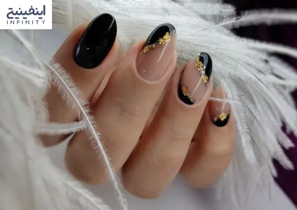 عکس ژل ناخن سیاه و سفید