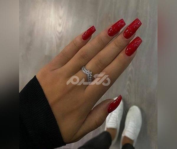 عکس ناخن شاین قرمز