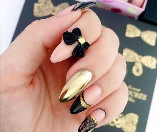 عکس ناخن طلایی مشکی