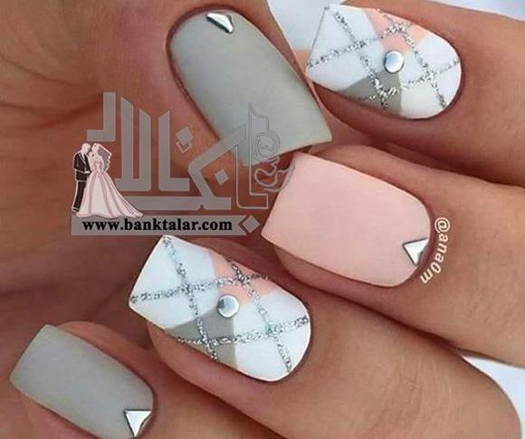 عکس ناخن طوسی صورتی