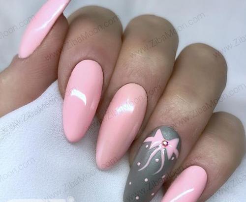 عکس ناخن طوسی صورتی