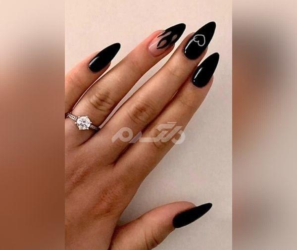 عکس طرح ناخن فرنچ مشکی