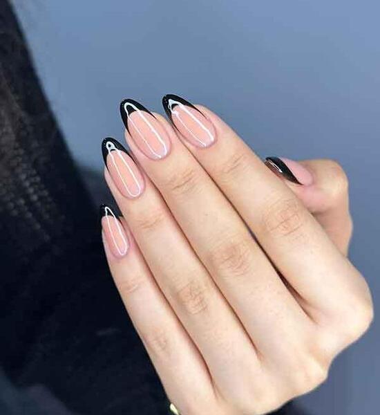 عکس طرح ناخن فرنچ مشکی