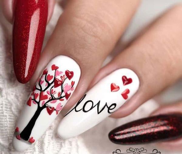 عکس ناخن دخترانه قلبی